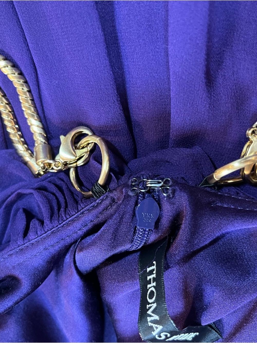 Thomas Wylde Purple Halter Midi Dress Gold Chain Straps Size Tag Missing - Picture 11 of 16